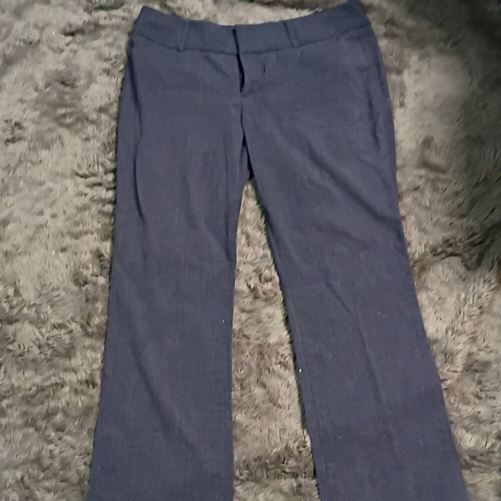 Nine West Women's Blue Solid Bootcut Pants Flat Front Polyester Rayon Spandex 10